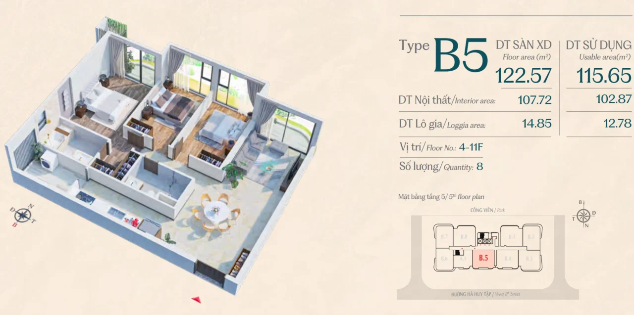 Thiết kế căn hộ 3 Phòng ngủ