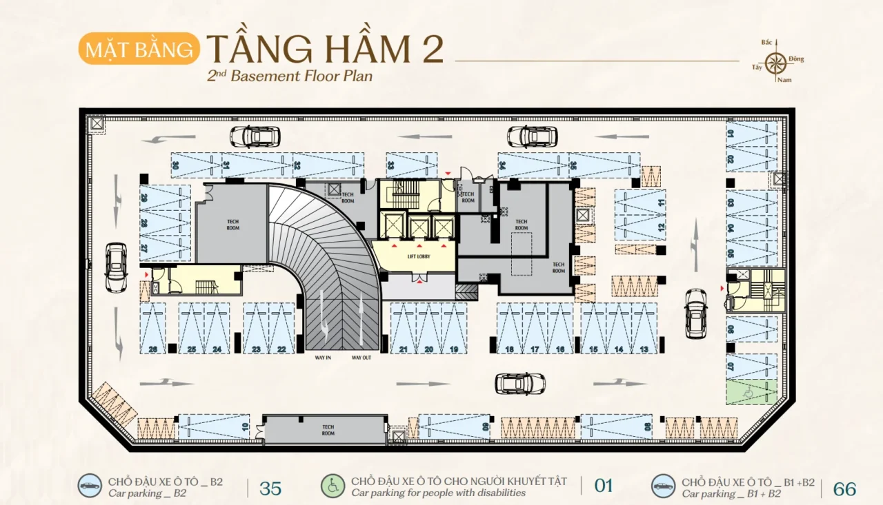 Mặt bằng tầng hầm 2