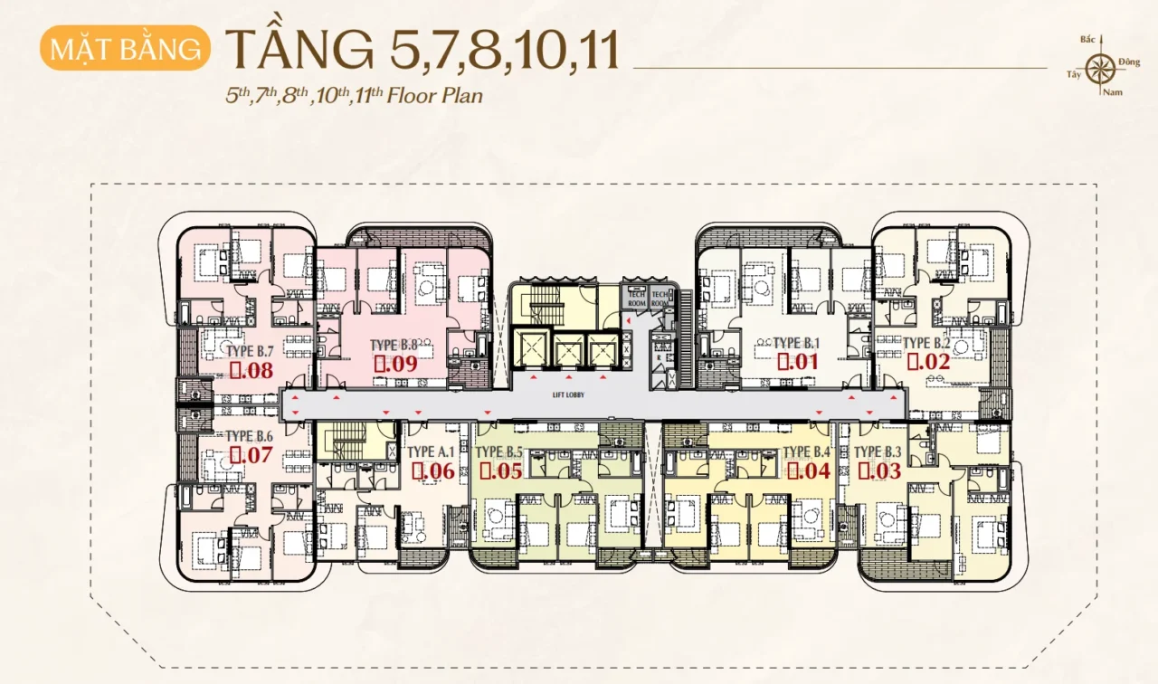 Mặt bằng tầng 5-7-8-10-11