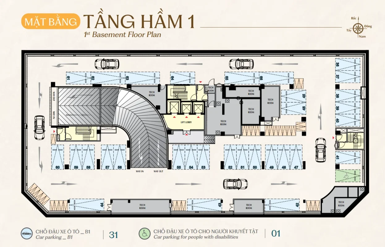 Mặt bằng tầng hầm 1