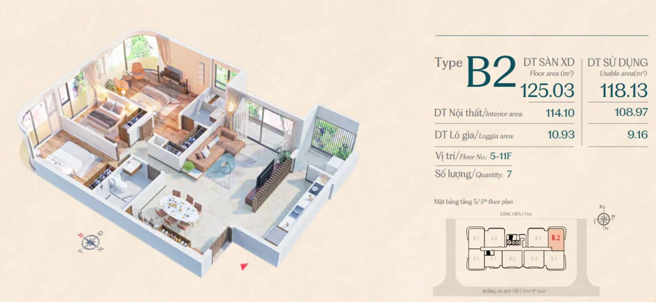 Thiết kế căn hộ 3 Phòng ngủ